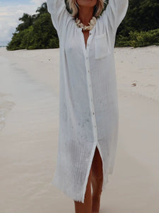 Fashion Casual Solid Color Shirt  Dress