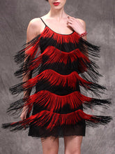 Load image into Gallery viewer, Round Neck Suspender Tassel Dress
