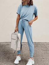 Load image into Gallery viewer, Fashionable Simple Casual Loose Short Sleeve Top Pants Suit
