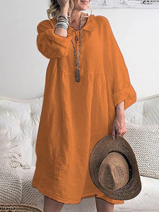 Lapel Long Sleeved Casual Dress