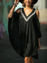 Load image into Gallery viewer, Boho Oversized Fringe Open Shoulder Beach Casual Dress
