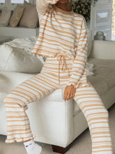Load image into Gallery viewer, Simple Casual Loose Top Pants Striped Knitted Suit
