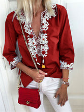 Load image into Gallery viewer, Vintage Bohemian Loose V Neck Top
