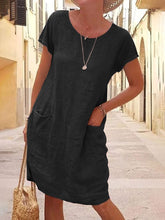Load image into Gallery viewer, Casual Solid Color Short Sleeve Dress
