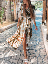 Load image into Gallery viewer, Tie-dyed V-neck High Waist Casual Dress
