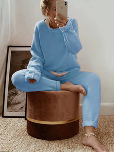 Soft Round Neck Long Sleeve Lounge Set