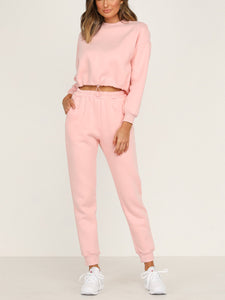 Round Neck Long Sleeve Sweatshirt Suit
