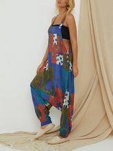 Load image into Gallery viewer, Vintage Printed Sleeveless Loose Overalls Jumpsuit
