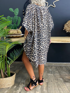 Retro Casual Loose V-Neck Leopard Print Top