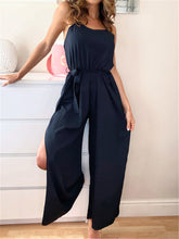 Load image into Gallery viewer, Fashion Solid Color Waist Tie High Fork Pants Jumpsuit for Women
