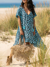 Load image into Gallery viewer, Leopard V-Neck Casual Short Sleeve Dress
