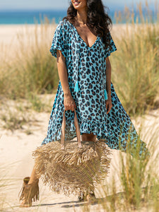 Leopard V-Neck Casual Short Sleeve Dress