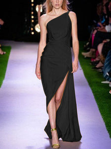 Fashion Sexy One-shoulder Sleeveless Evening Dress