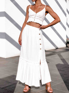 Sexy Sling Solid Color Split Two-piece Suit