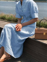 Load image into Gallery viewer, Middle Sleeve Solid Color Casual Shirt Dress
