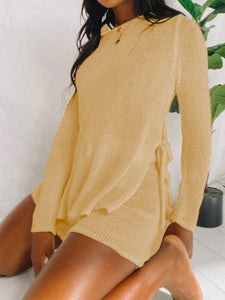 Fashion Lace Round Neck Casual Two-piece Suit