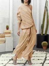 Load image into Gallery viewer, Hemp Pattern High Neck One-shoulder Casual Sweater
