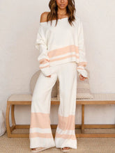 Load image into Gallery viewer, Fashion Casual Round Neck Striped Two-piece Suit
