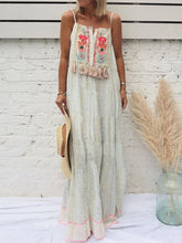 Load image into Gallery viewer, Bohemian elegant tassel Slip Maxi Dress for Vacation
