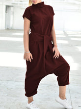 Load image into Gallery viewer, Casual Loose Solid Color Short Sleeve Jumpsuit
