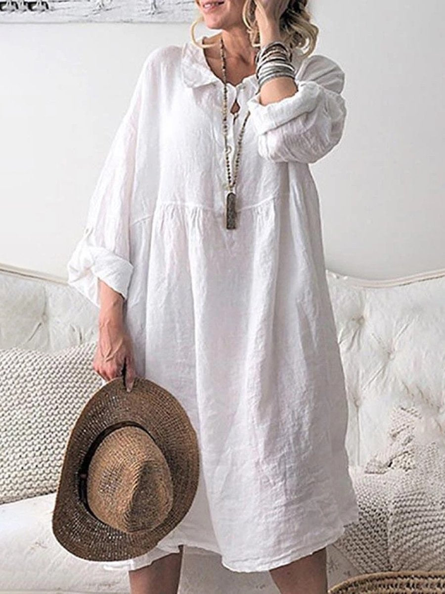 Lapel Long Sleeved Casual Dress