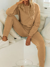 Load image into Gallery viewer, Casual Loose Solid Color Long-sleeved Drawstring Two-piece Suit
