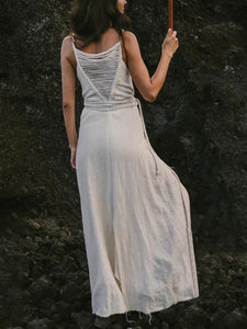 V-neck Solid Color Split Casual Maxi Dress