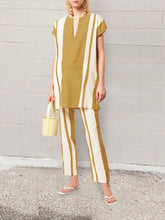 Load image into Gallery viewer, Bohemian Retro Loose Casual Striped Top Pants Set
