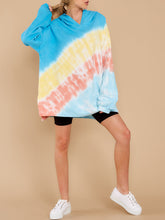 Load image into Gallery viewer, Casual Blue Multi Tie Dye Hoodie
