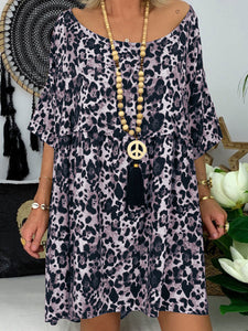 Leopard Swing Holiday Half Sleeve Dresses