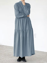 Load image into Gallery viewer, Solid Color Loose Fashion Stitching Long Sleeve Dress
