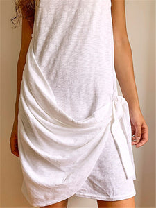 Design Sleeveless Slim Pleated Round Neck Casual Dress