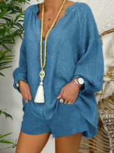 Load image into Gallery viewer, Fashionable Simple Casual Loose V Neck Shirt Shorts Suit
