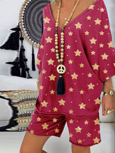 Load image into Gallery viewer, Deep V-Neck Star Print Shorts Set
