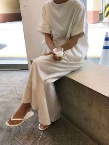 Casual Solid Color Round Neck Dress