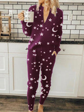 Load image into Gallery viewer, Casual V-neck Star Print Two-piece Suit
