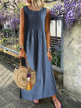 Load image into Gallery viewer, Round Neck Sleeveless Solid Color Vest Dress
