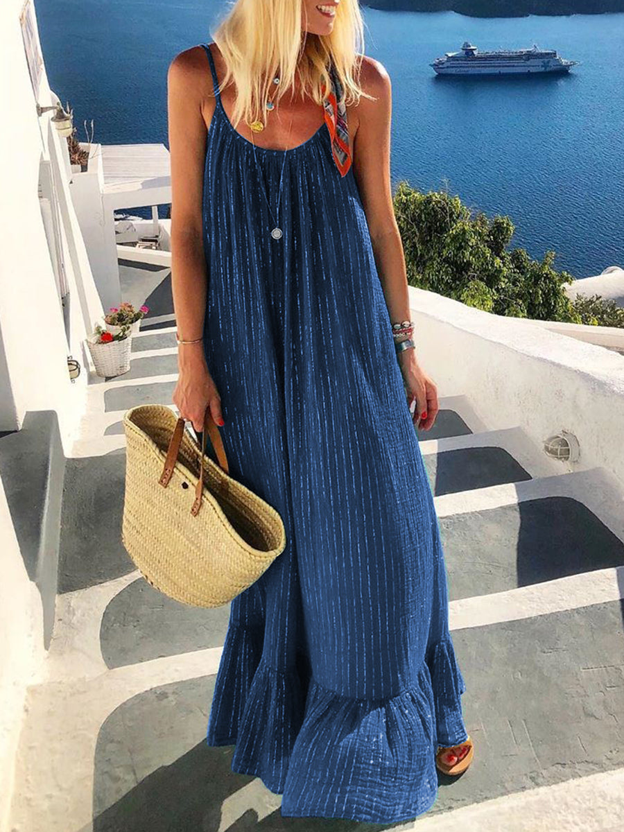 Fashionable Casual Bohemian Solid Color Dress