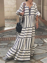 Load image into Gallery viewer, Solid Color Casual Striped Print Dress
