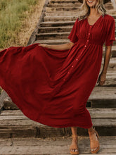 Load image into Gallery viewer, Solid Color Casual Button Dress
