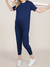 Load image into Gallery viewer, Round Neck Short Sleeve Solid Maternity Jumpsuit
