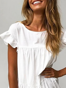 Fashion Casual Solid Color Short Sleeve Dress
