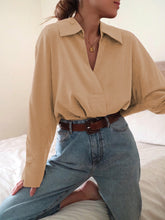 Load image into Gallery viewer, V-neck Shirt Collar Long-sleeved Loose Casual Tops
