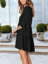 Load image into Gallery viewer, Casual flared sleeve flounce Mini dress
