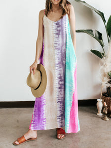 Watercolors Tie Dye Loose Maxi Dress