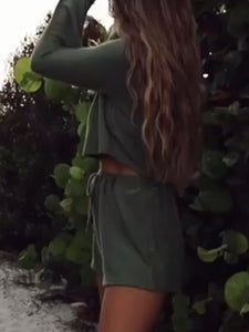 Round Neck Long Sleeve Simple Women's Suit