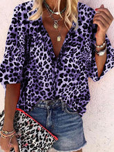 Load image into Gallery viewer, Vintage Elegant Loose V Neck Leopard Shirt
