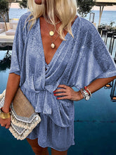 Load image into Gallery viewer, Batwing Sleeve V Neck Ruffled Casual Mini Dress
