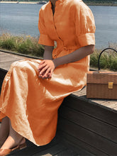 Load image into Gallery viewer, Middle Sleeve Solid Color Casual Shirt Dress
