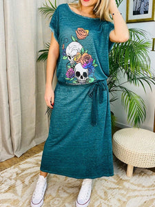 Casual Loose Skull Print Dress